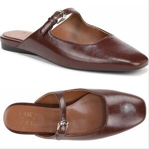 Naturalizer Apple Mary Jane Mule Flats Slip On Size 7.5 Brown Faux Leather NEW